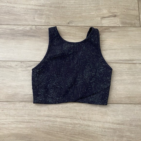 lululemon athletica Tops - Lululemon Energetic Edge Crop Tank Womens Size 6 Black Barre Gym All Over Print
